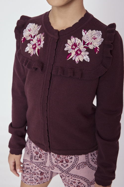 CARDIGAN TRICOT ROSES KIDS I26